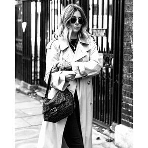 FENDI Iconic Mama Baguette Shoulder Bag in Black Zucca Forever Canvas